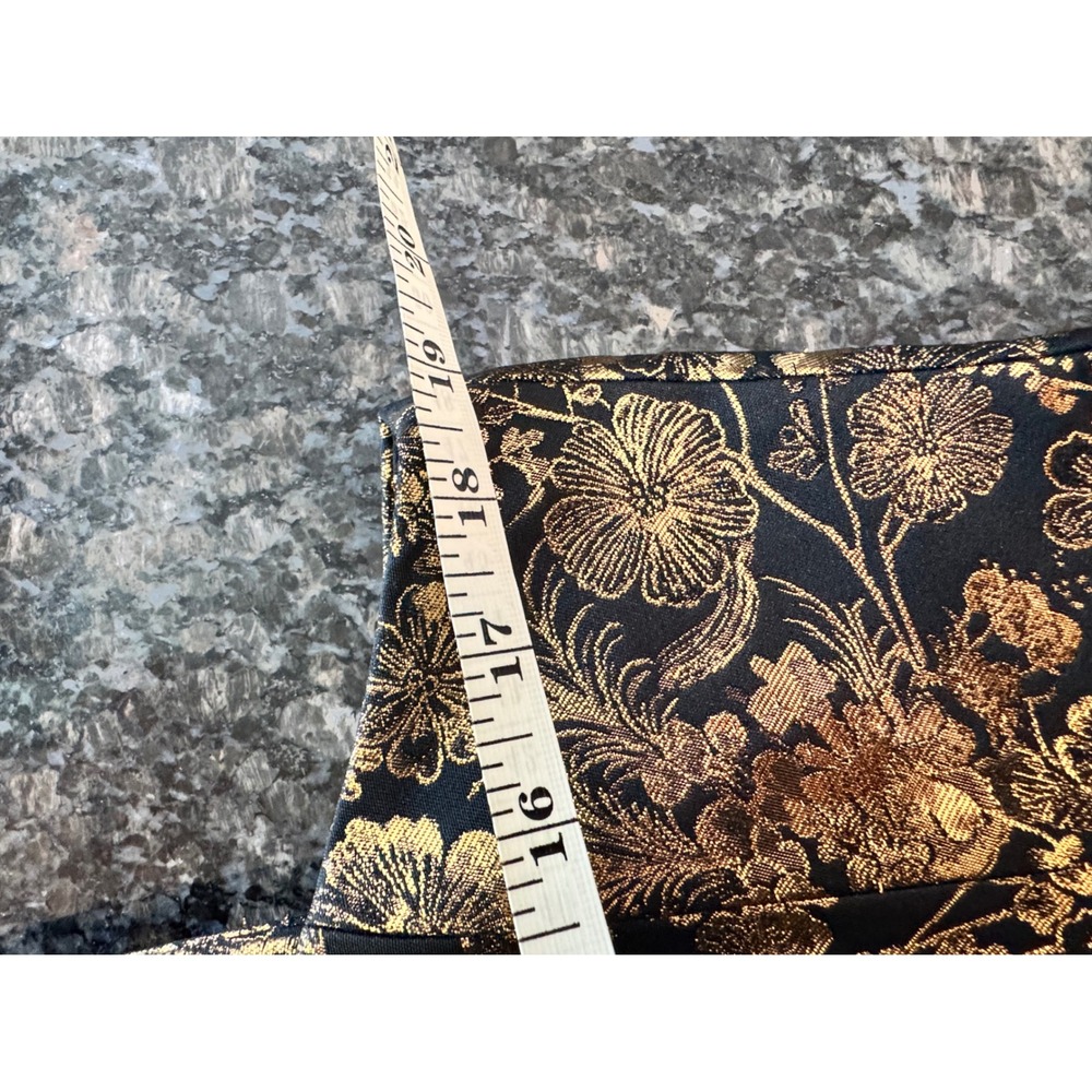 $3400 Adam Lippes Ginza Dress Lacquer Jacquard Black Gold Floral Metallic Sz 12 - Picture 8 of 11